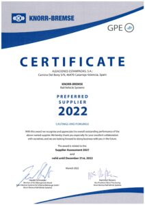 AESA preferred supplier of Knorr-Bremse 2022